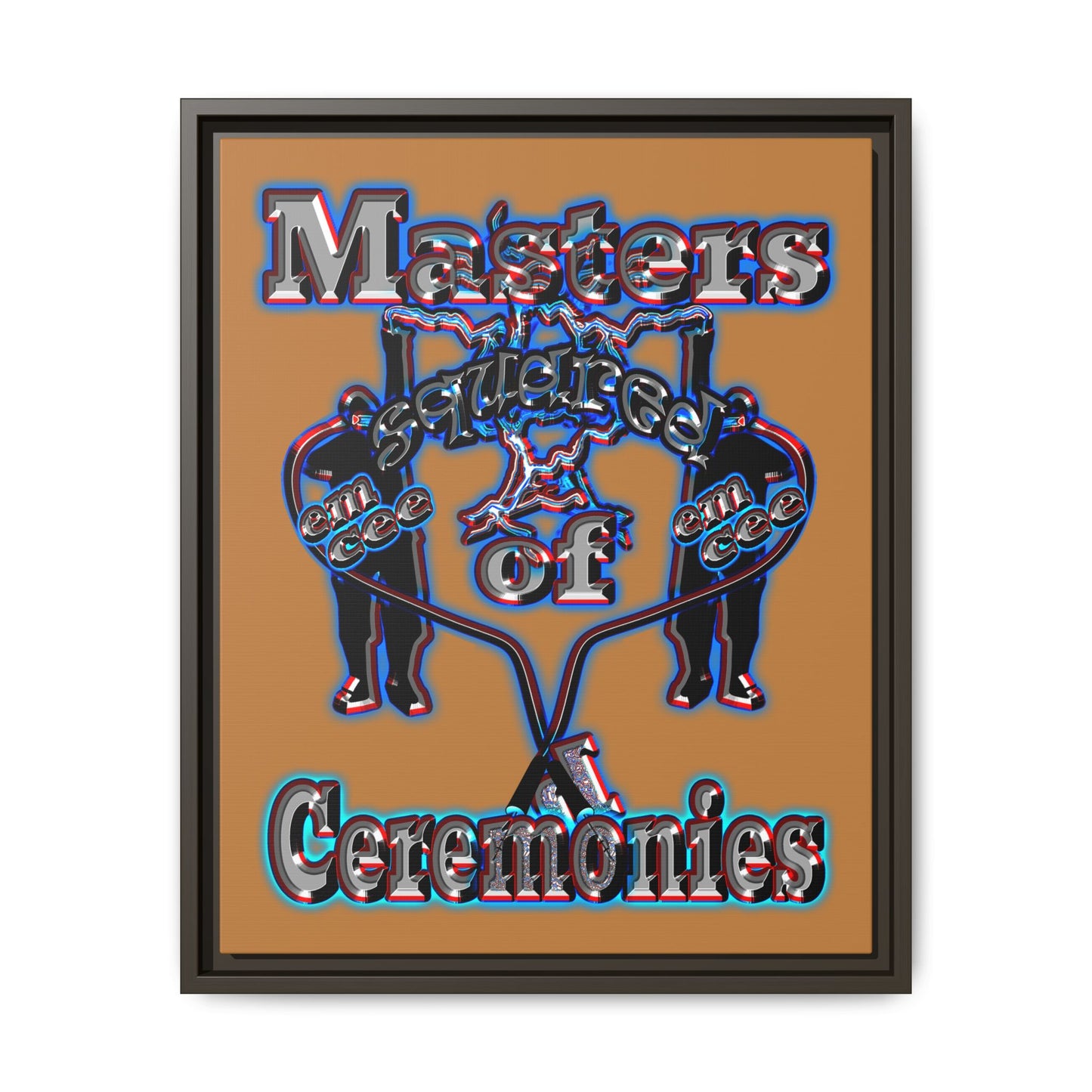 em cee squared - framed canvas art (light brown)