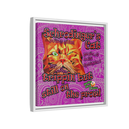 schrodinger's cat - framed canvas art (pink swirl)