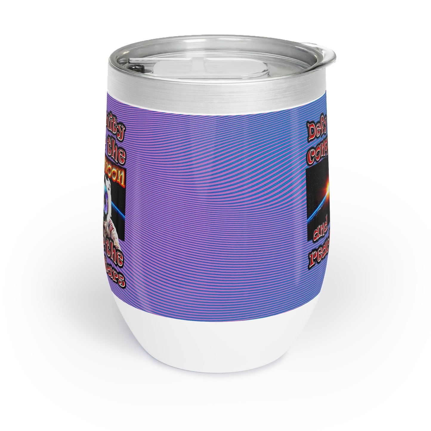 defy conquer reach - Chill Wine Tumbler (light blue-purple wave)