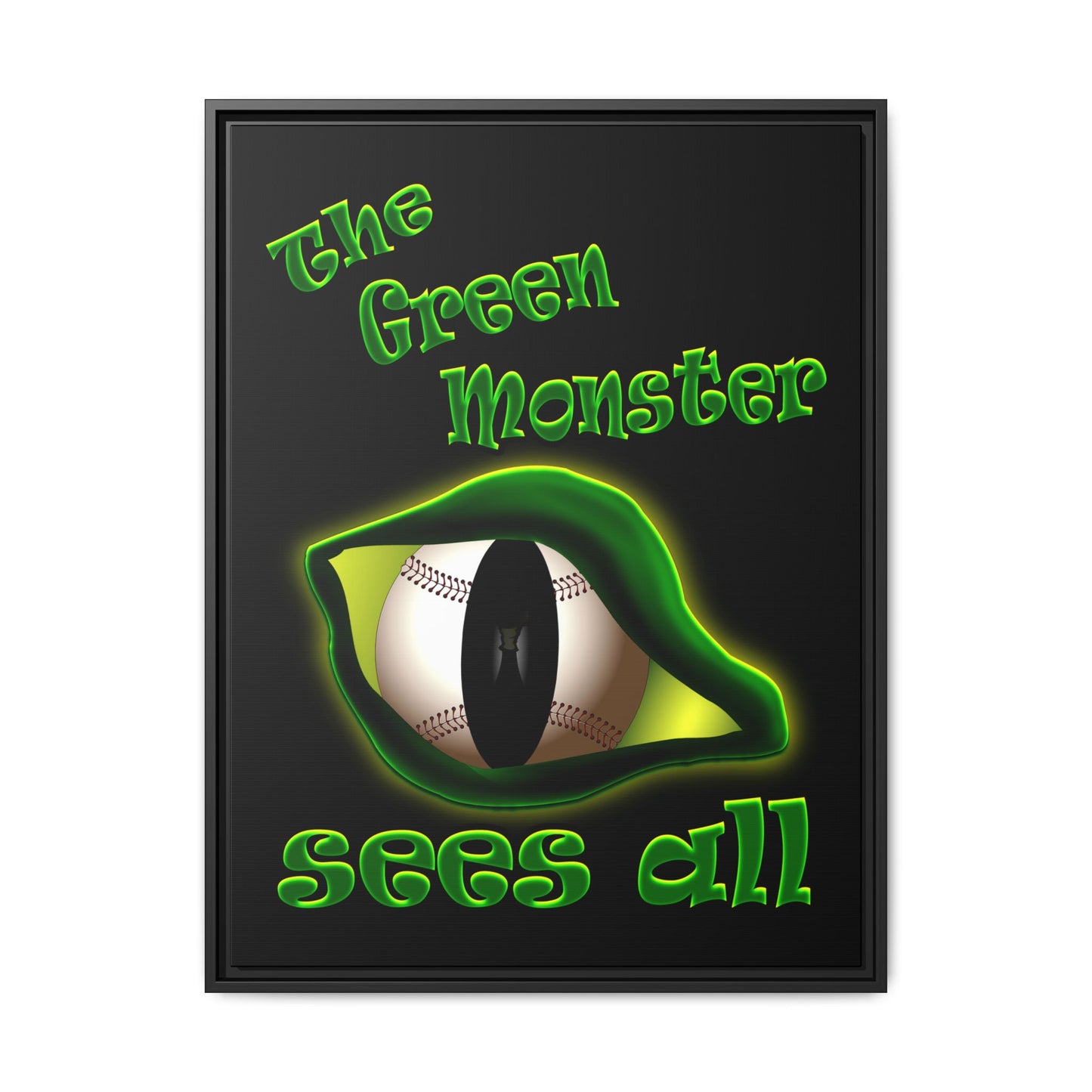 green monster - framed canvas art (black)
