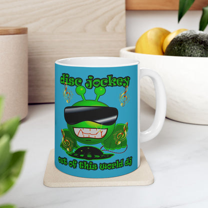 disc jockey - White Mug (turquoise)