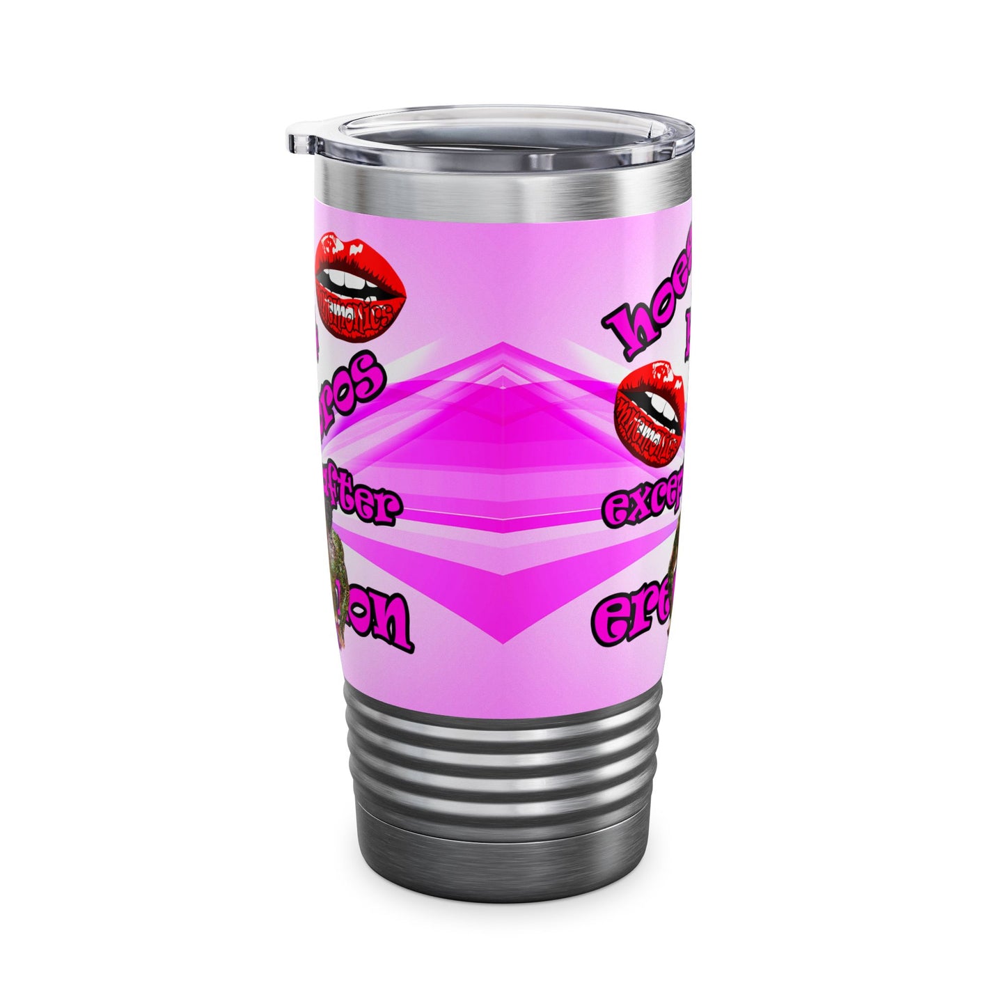 hoes b4 bros - Ringneck Tumbler, 20oz (light blue-pink wave)