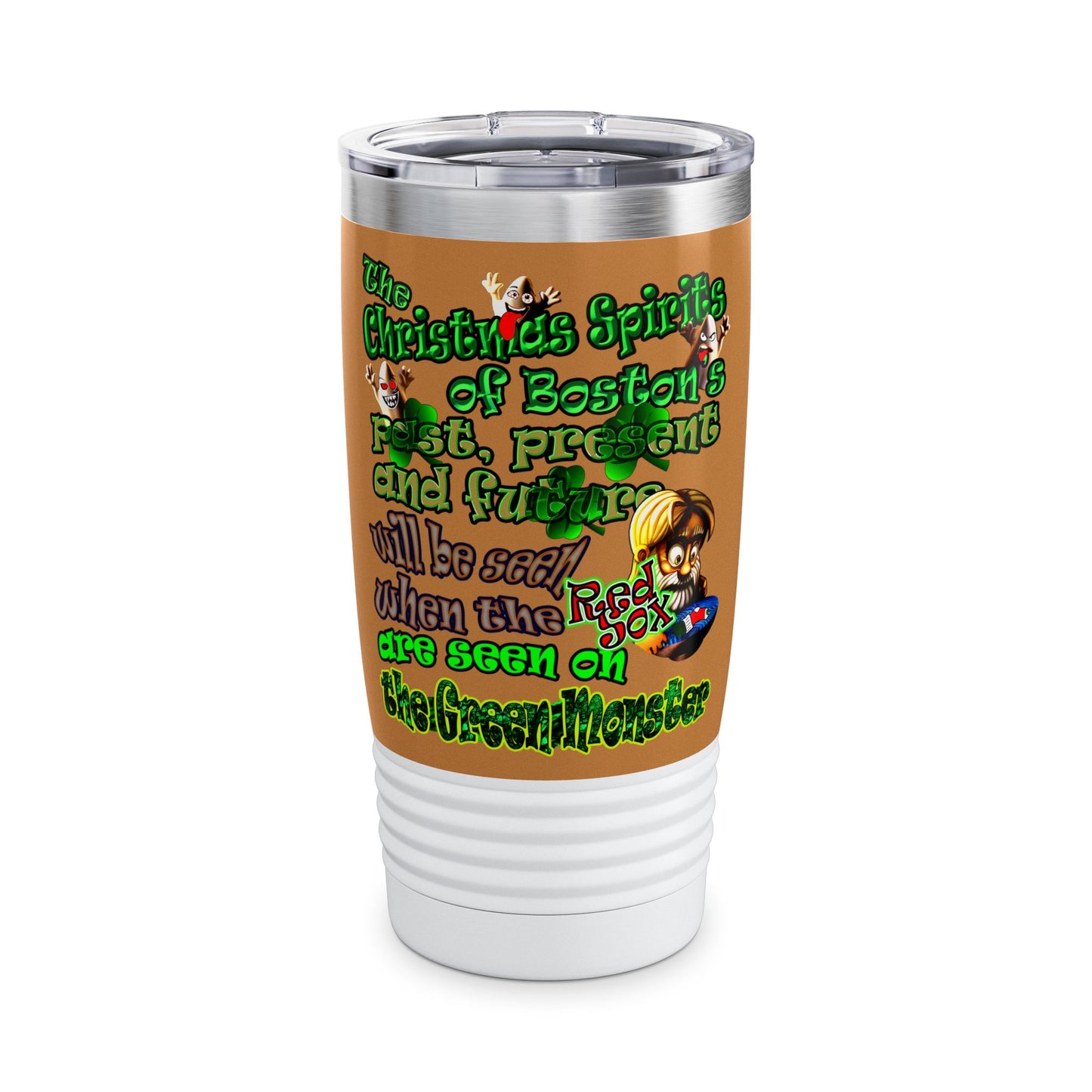 christmas spirits of boston - Ringneck Tumbler, 20oz (light brown)