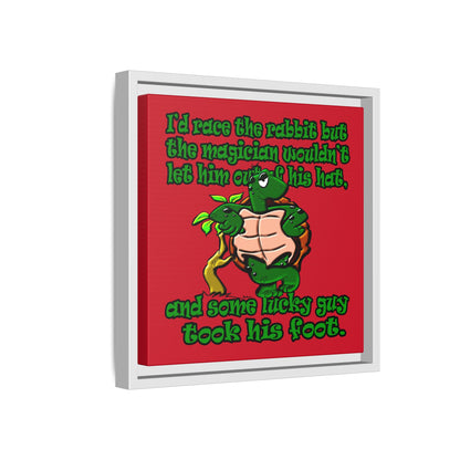 turtle race - framed canvas art (dark red)