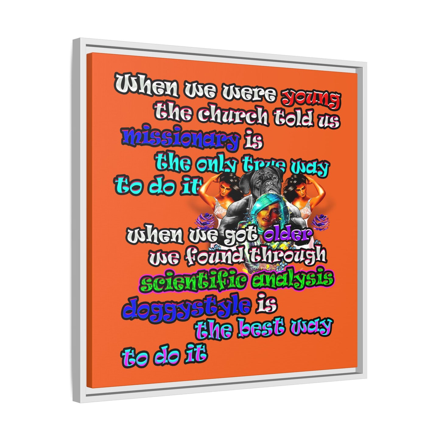 doggystyle - framed canvas art (orange)