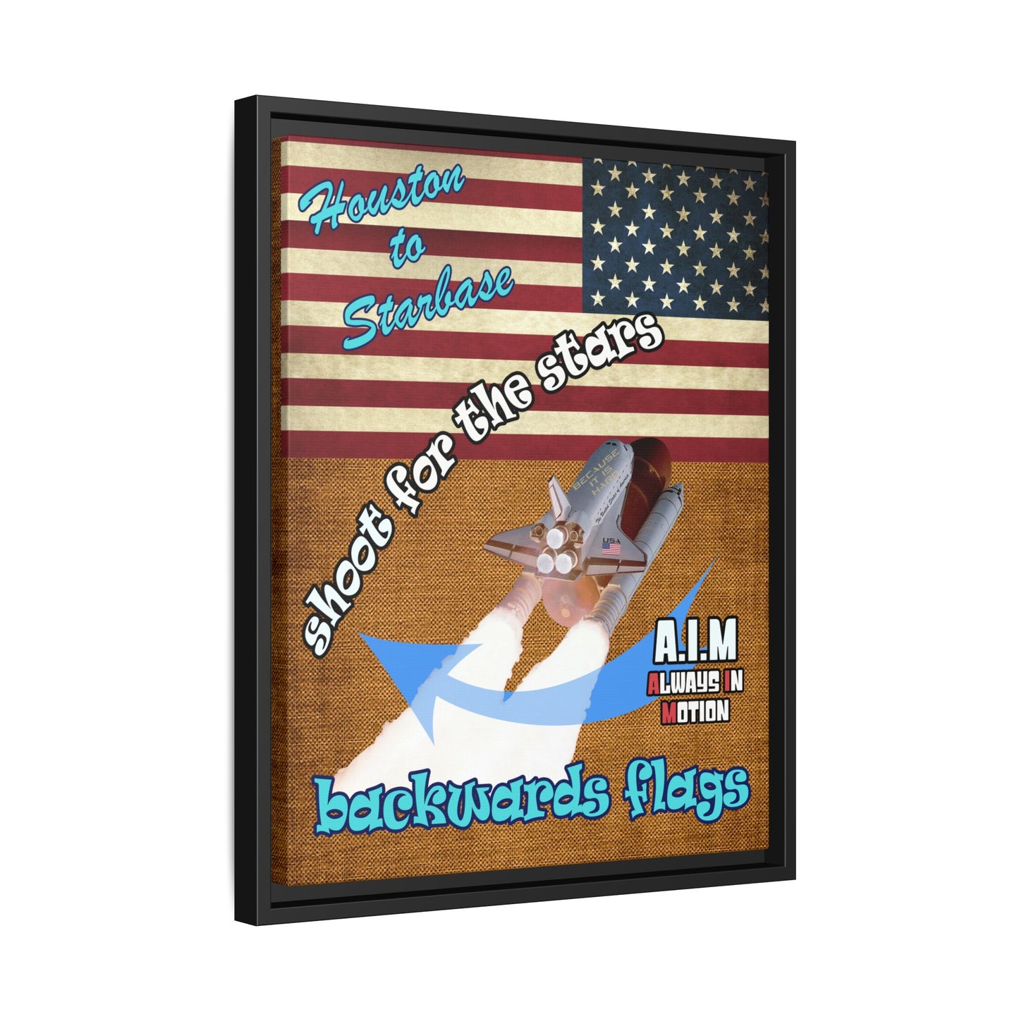 shoot for the stars - framed canvas art (brown papyrus)