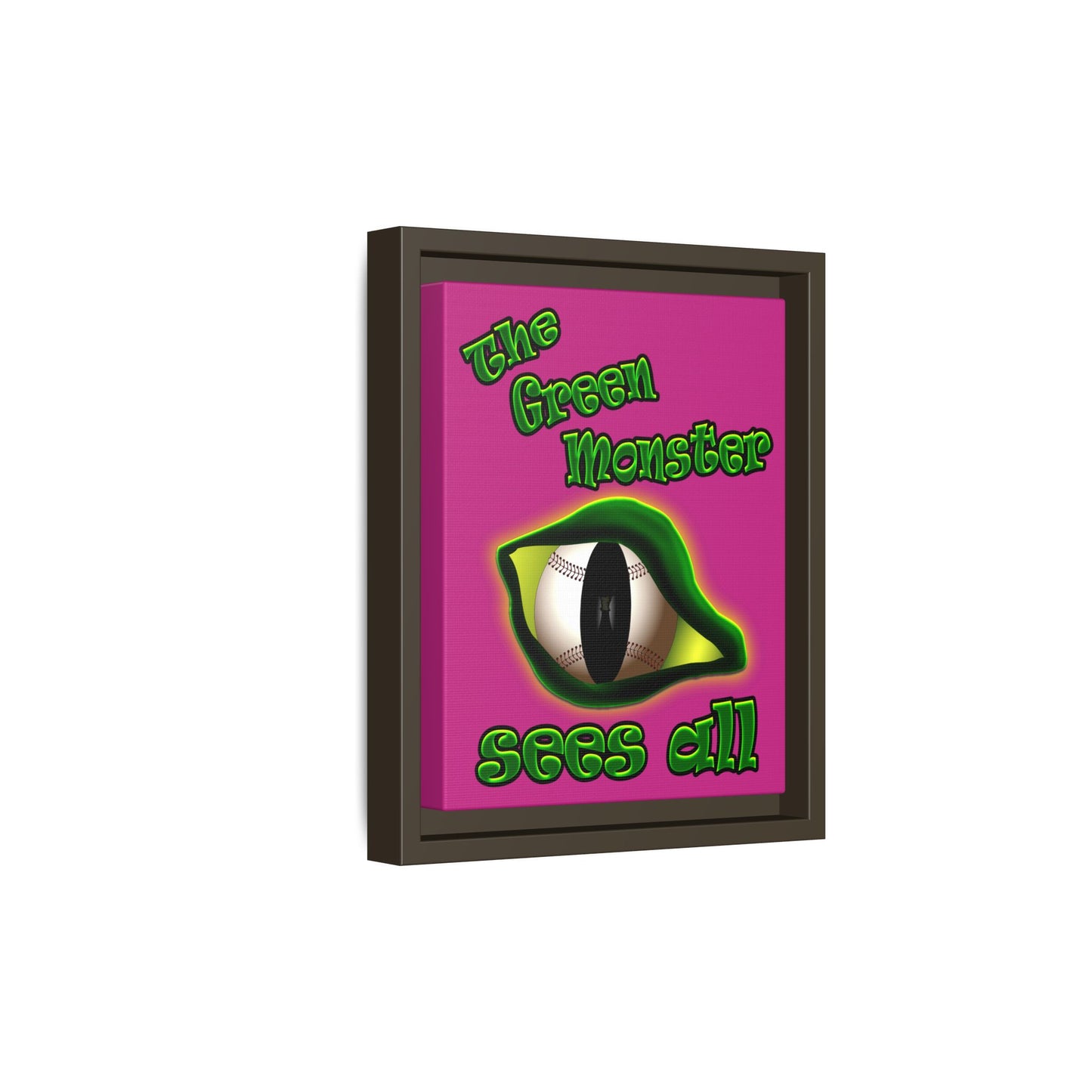 green monster - framed canvas art (pink)