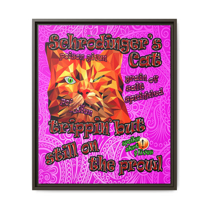 schrodinger's cat - framed canvas art (pink swirl)