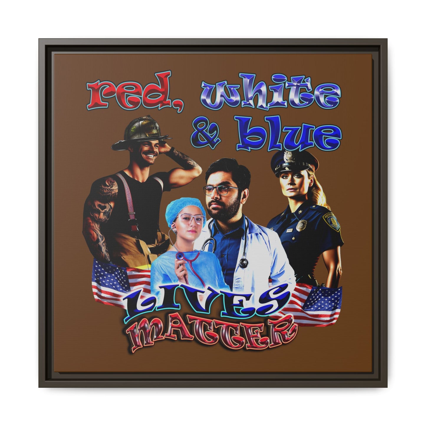 rw&b lives matter - framed canvas art (brown)