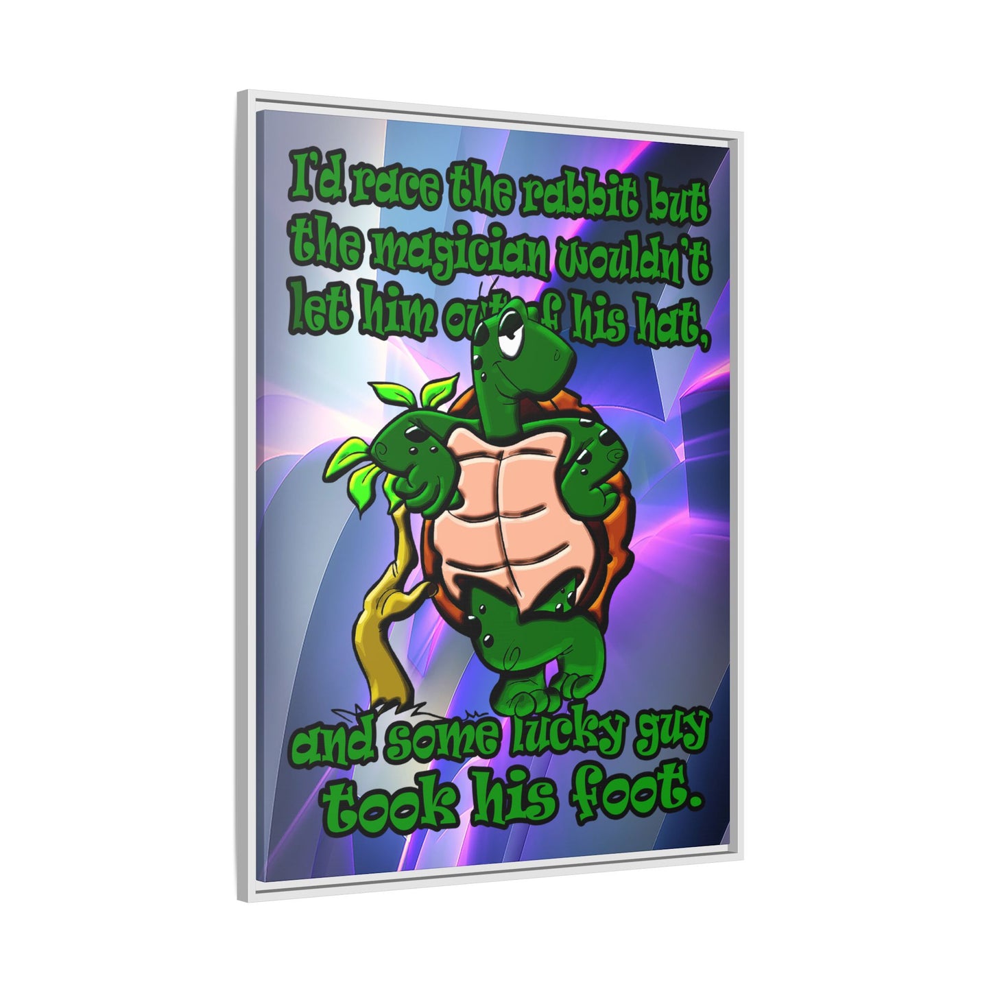turtle race - framed canvas art (grey-pink wave)