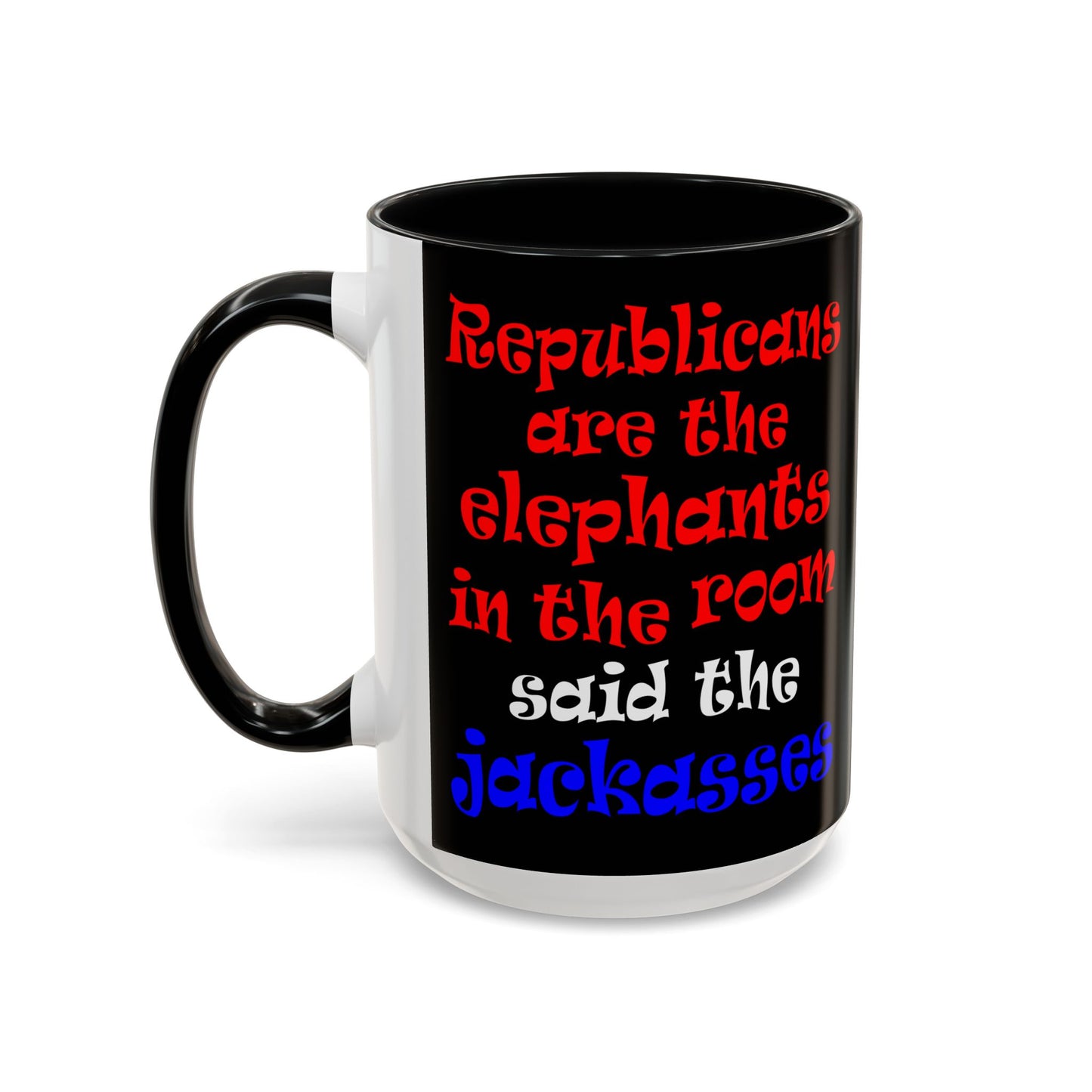 donkeys and elephants - Accent Mug (black)