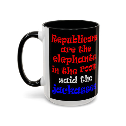donkeys and elephants - Accent Mug (black)