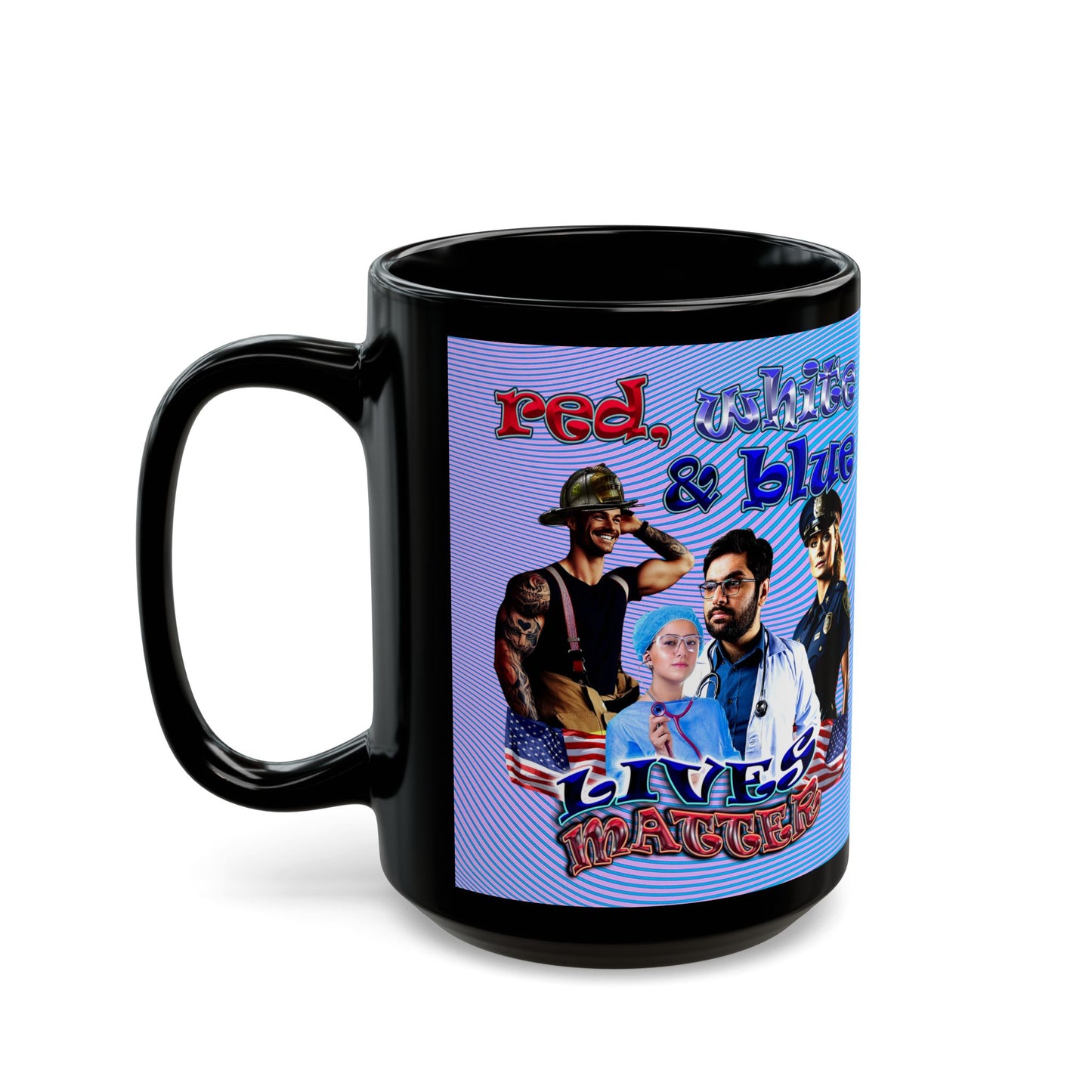 rw&b lives matter - Black Mug (light blue-purple wave)
