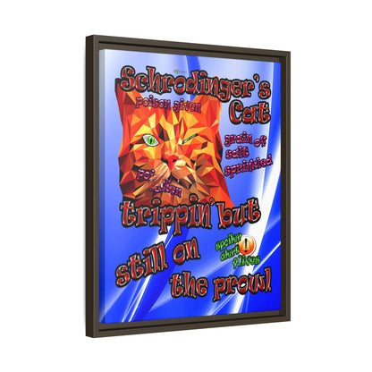 schrodinger's cat - framed canvas art (blue-white wave)