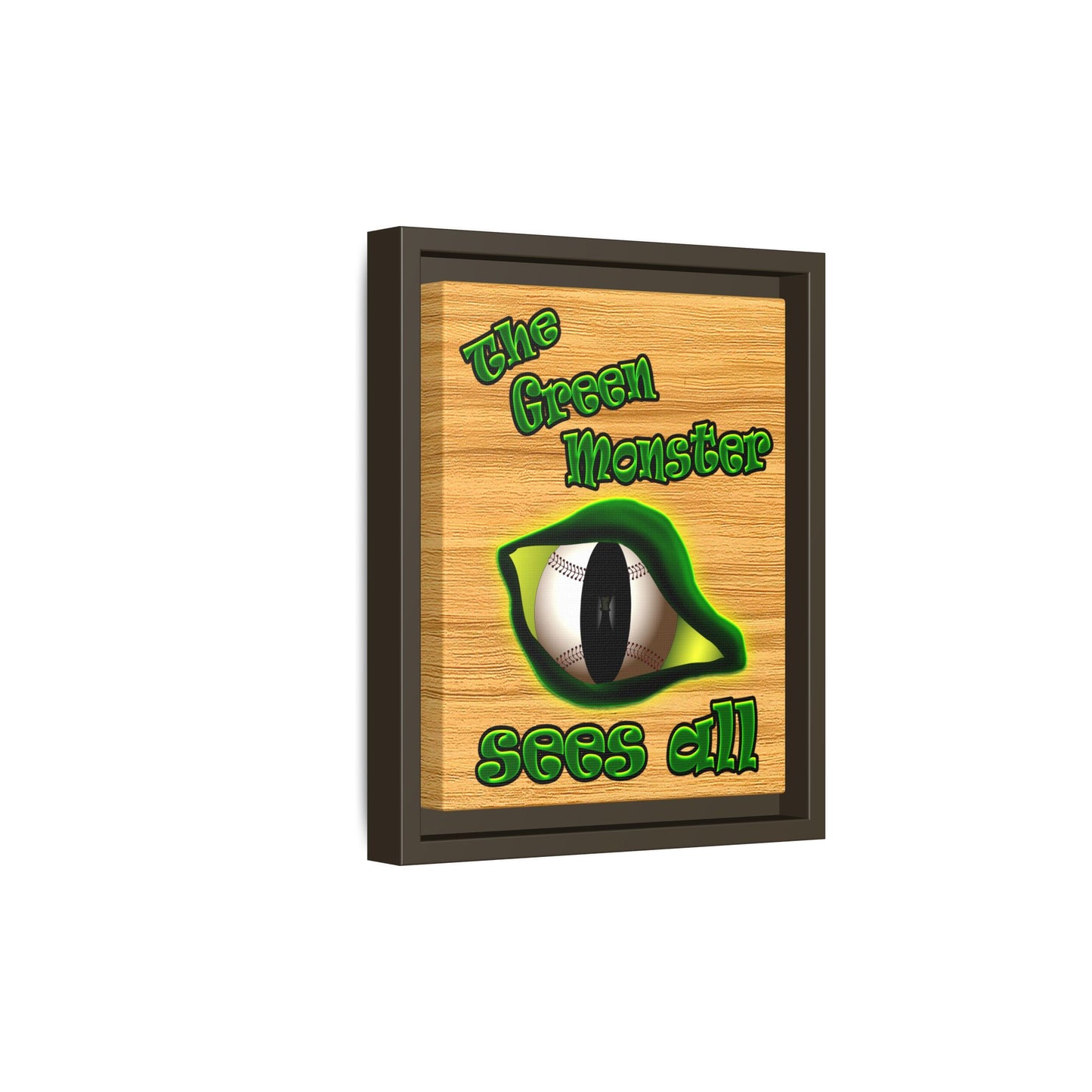 green monster - framed canvas art (butterscotch wood finish)