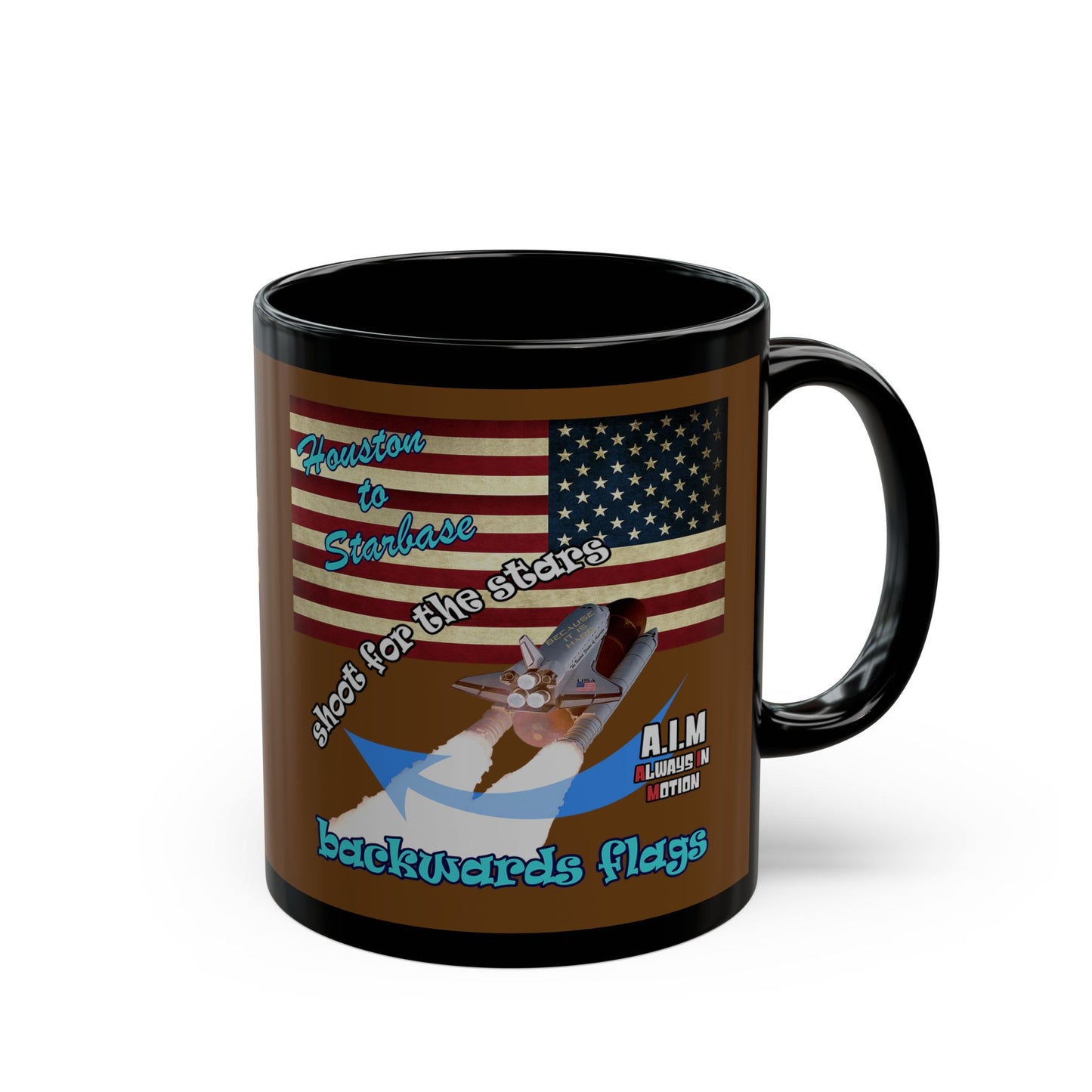 shoot for the stars - Black Mug (brown)