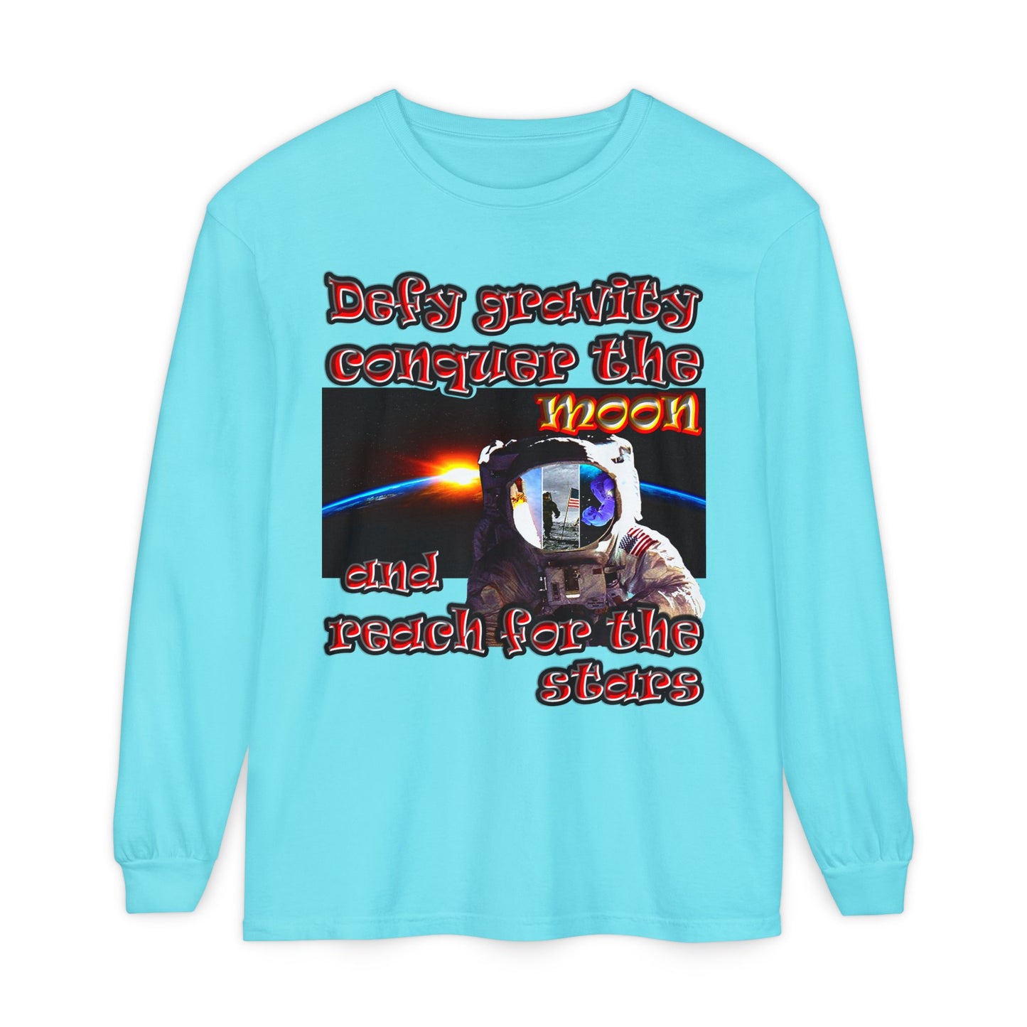 defy conquer reach - Unisex Garment-dyed Long Sleeve T-Shirt