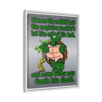 turtle race - framed canvas art (brushed nickel)
