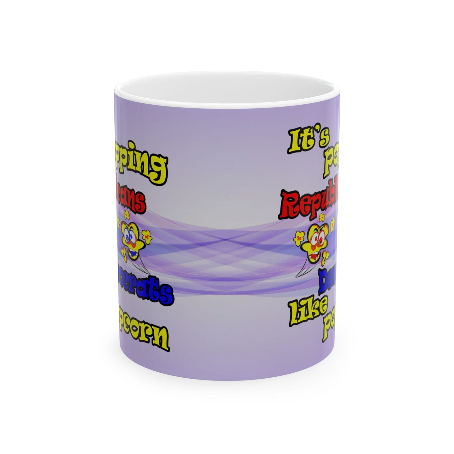 popping like popcorn - White Mug (light blue-pink wave)