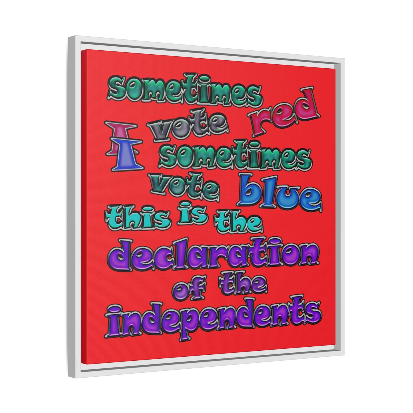 declaration of the independents - framed canvas art (red)