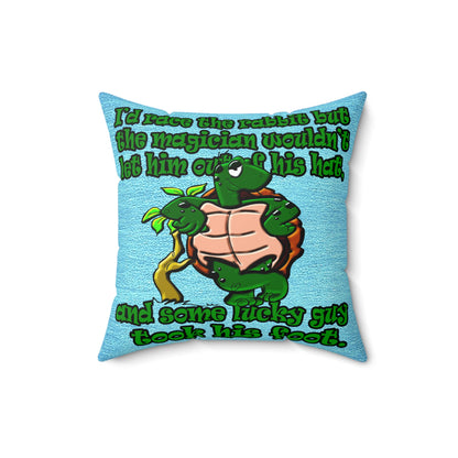turtle race - Spun Polyester Square Pillow - (faded dark blue)
