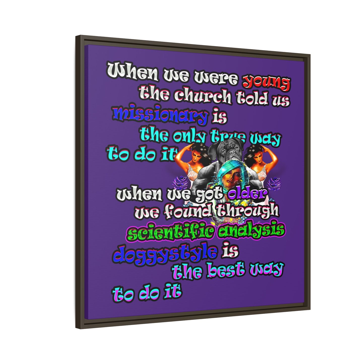 doggystyle - framed canvas art (purple)