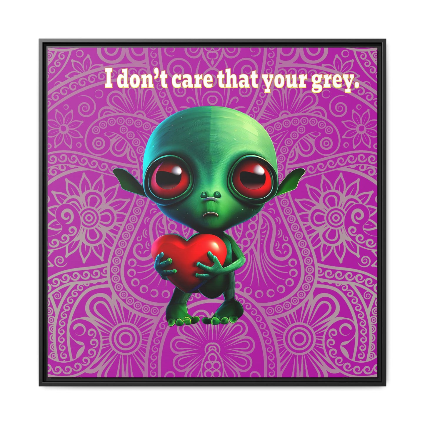 I don't care that your grey - framed canvas art (pink swirl)