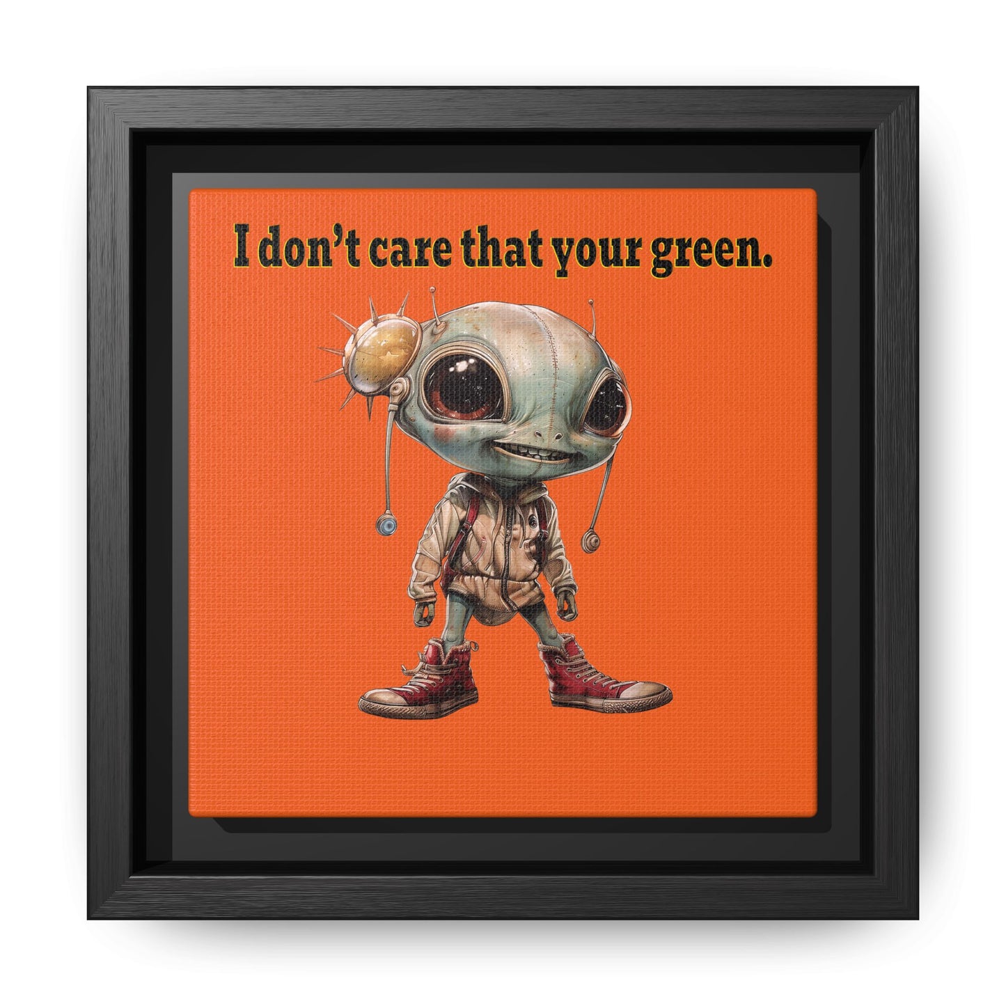 I don't care that your green - framed canvas art (orange)