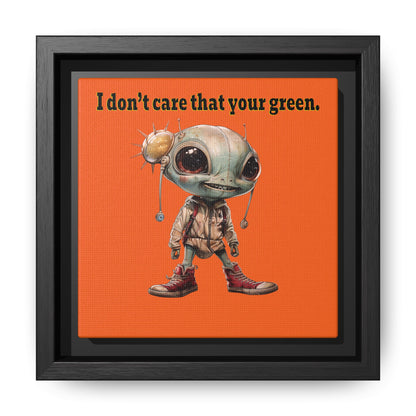 I don't care that your green - framed canvas art (orange)