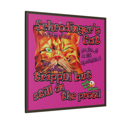 schrodinger's cat - framed canvas art (pink)