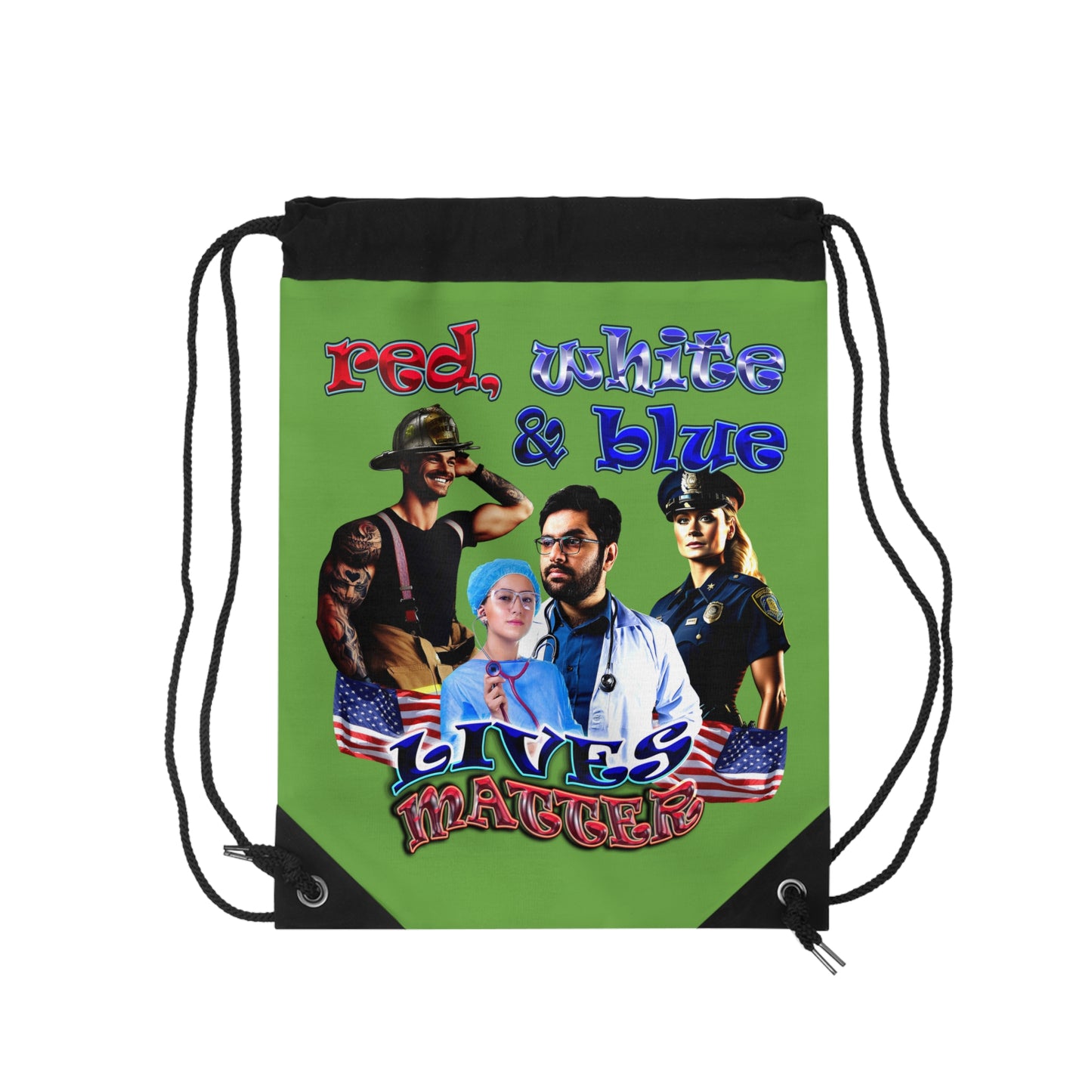 rw&b lives matter - Drawstring Bag (green)