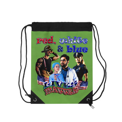 rw&b lives matter - Drawstring Bag (green)