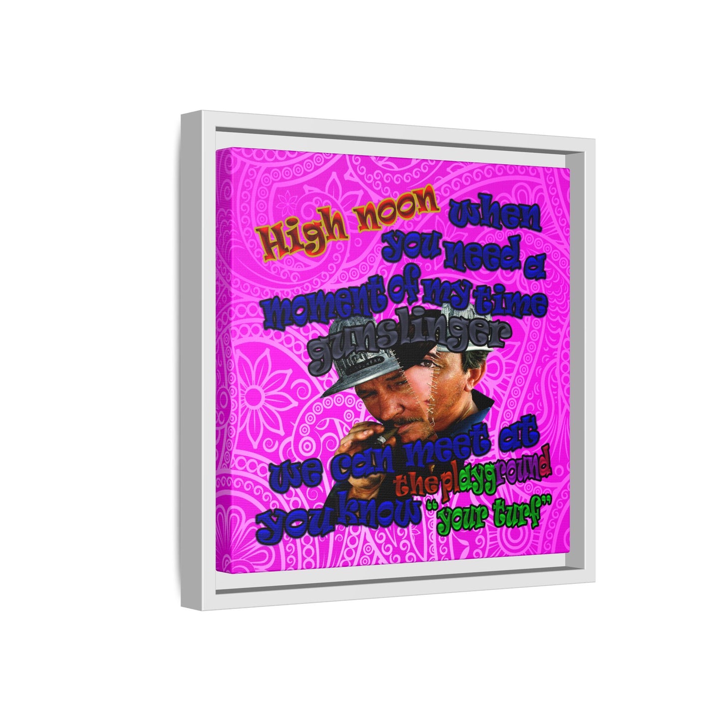 high noon - framed canvas art (pink swirl)