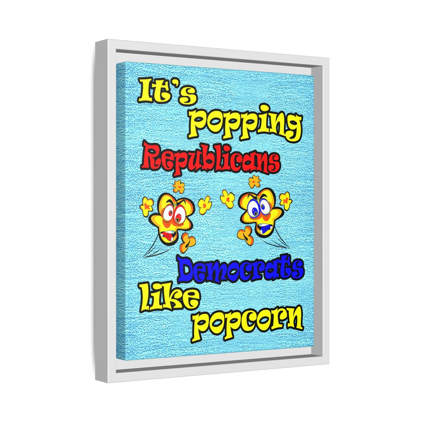 popping like popcorn - framed canvas art (faded dark blue)