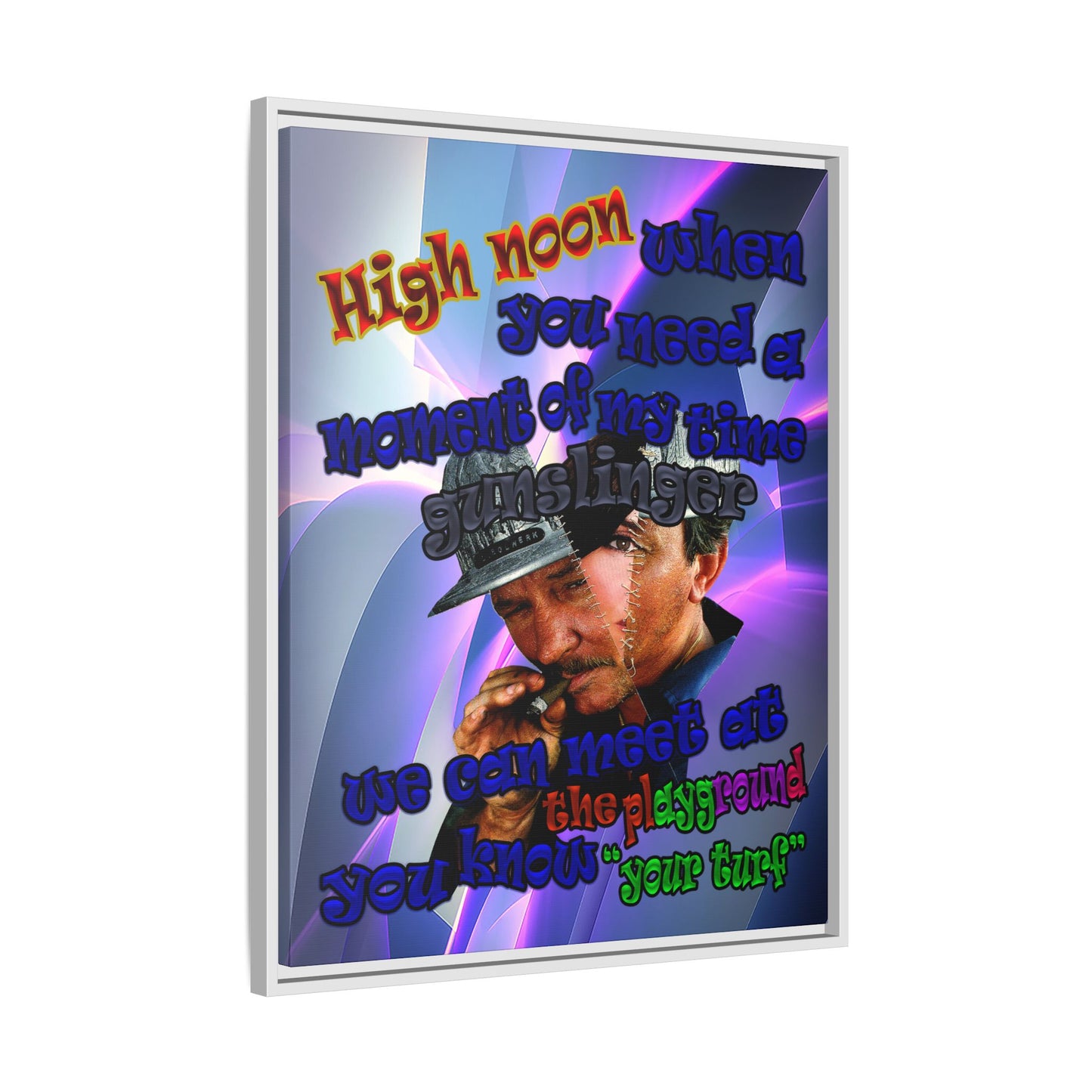 high noon - framed canvas art (grey-pink wave)