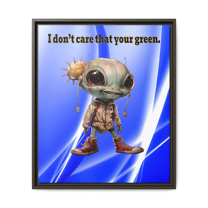 I don't care that your green - framed canvas art (blue-white wave)