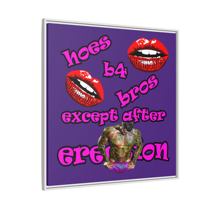 hoes b4 bros - framed canvas art (purple)