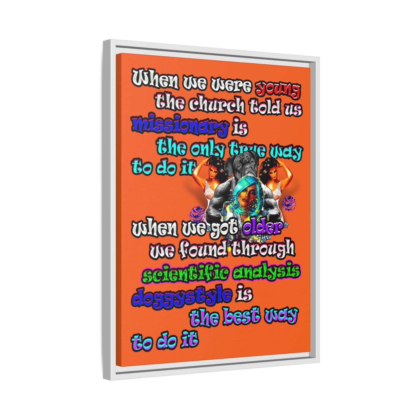 doggystyle - framed canvas art (orange)