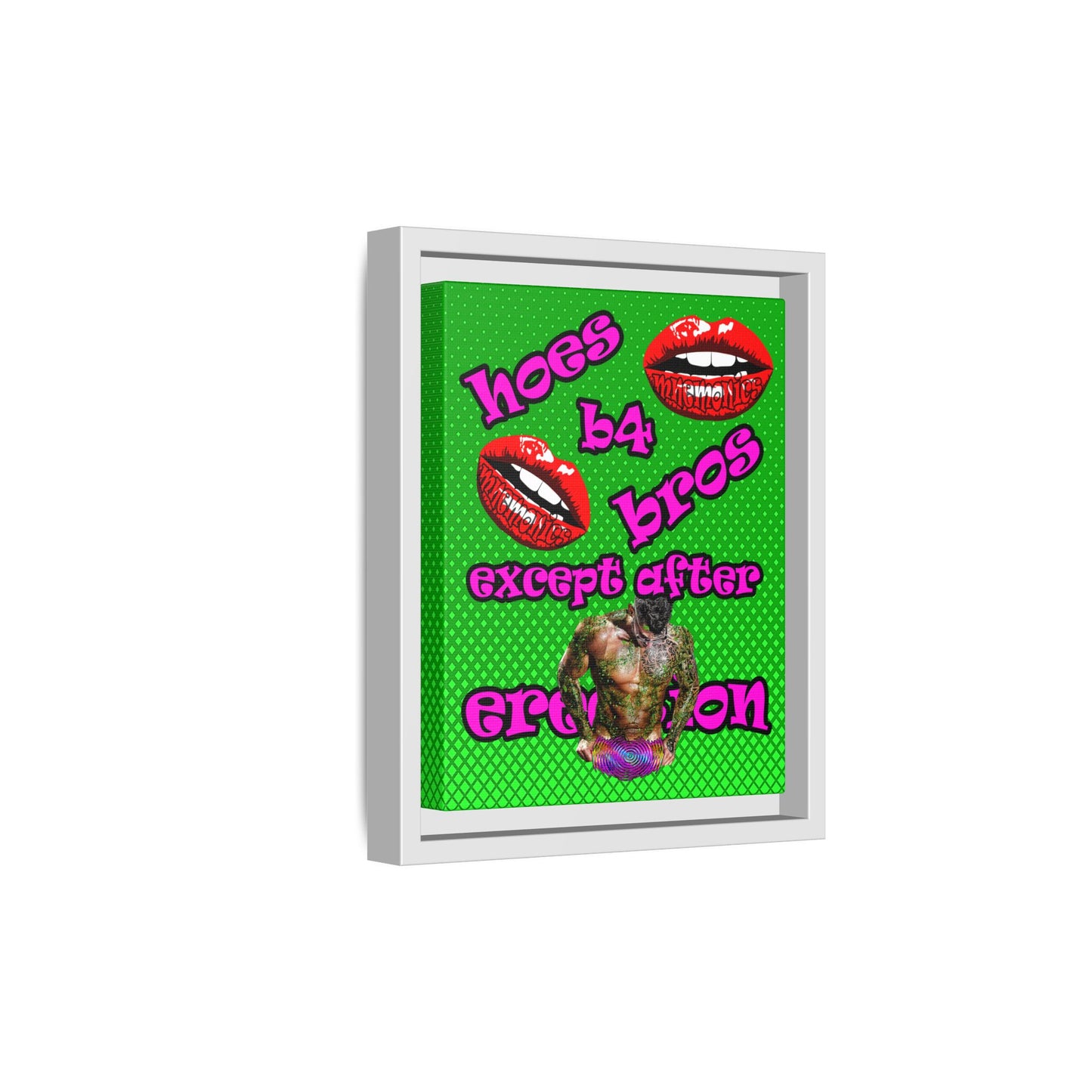hoes b4 bros - framed canvas art (logo green)