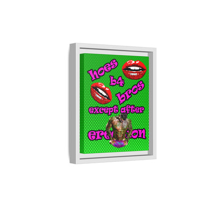 hoes b4 bros - framed canvas art (logo green)