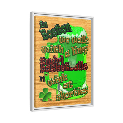 celtics logo - framed canvas art (butterscotch wood finish)
