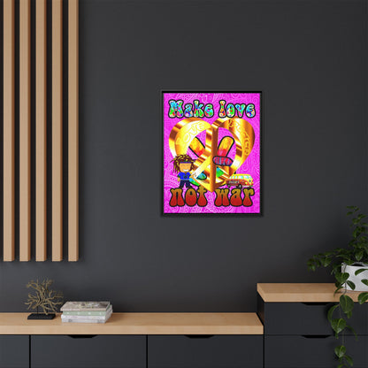 love peace - framed canvas art (pink swirl)