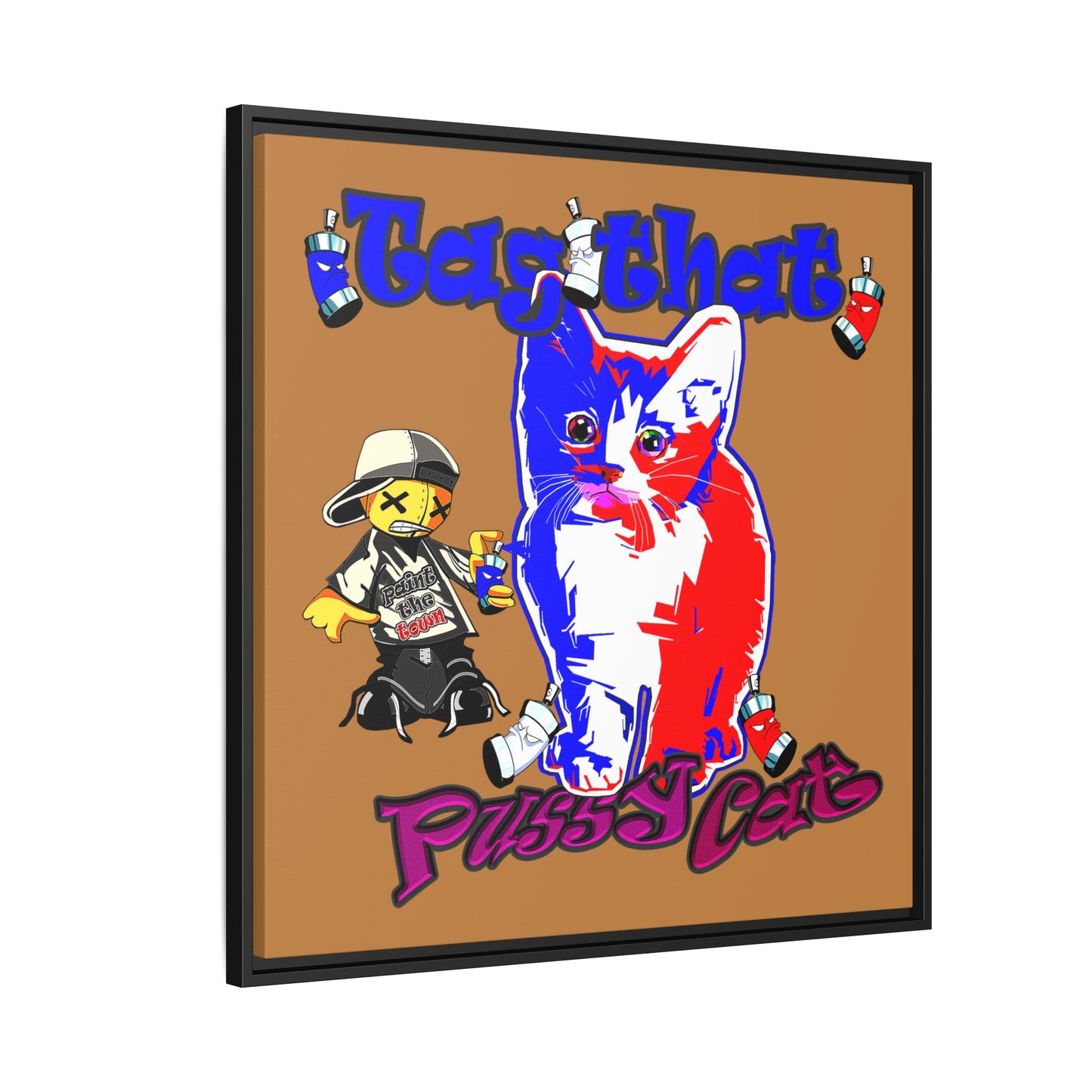 tag that - framed canvas art (light brown)