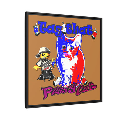 tag that - framed canvas art (light brown)