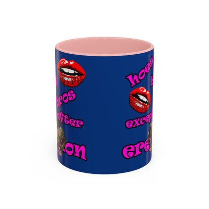 hoes b4 bros - Accent Mug (dark blue)