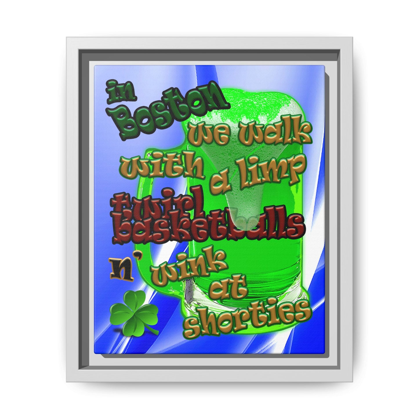 celtics logo - framed canvas art (blue-white wave)