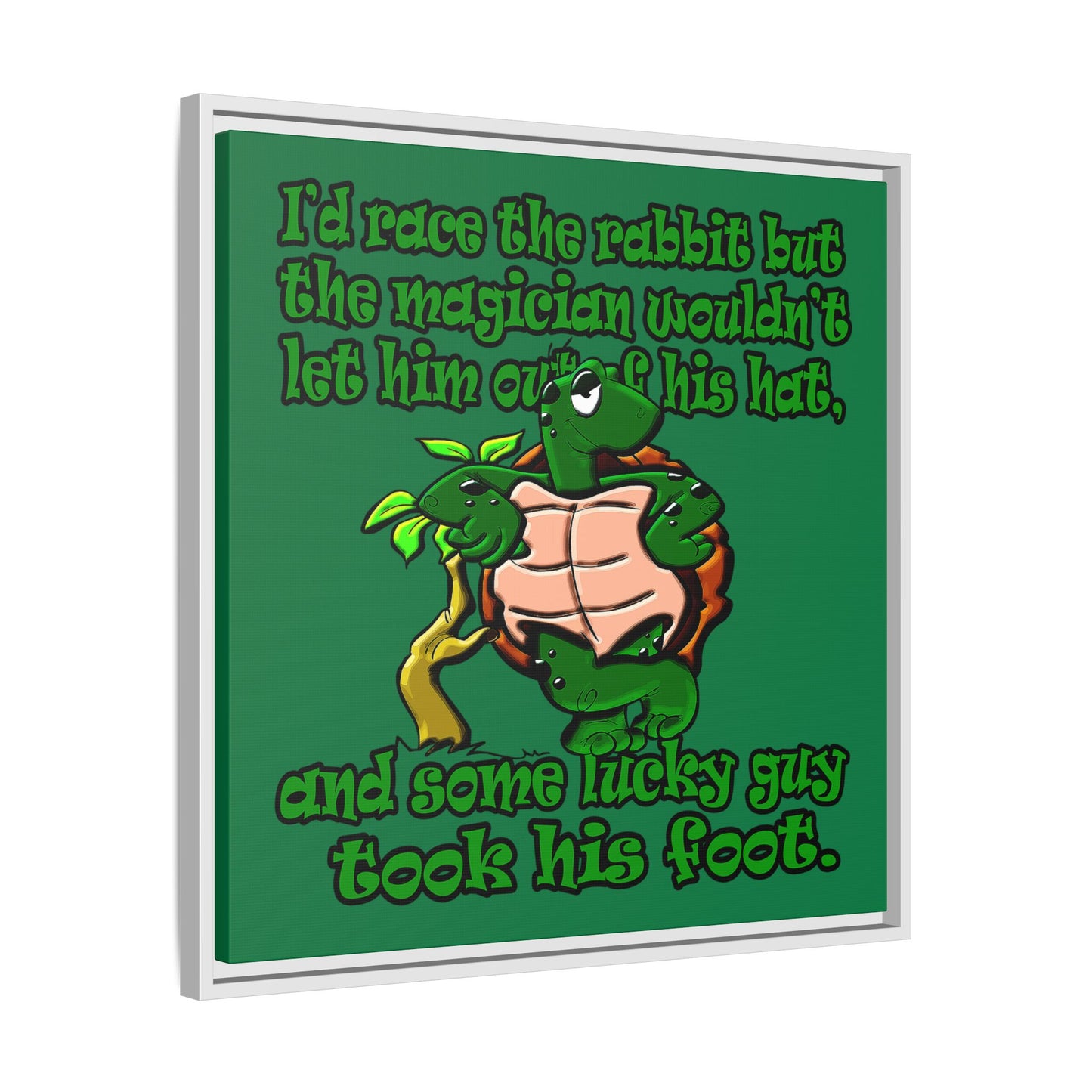 turtle race - framed canvas art (dark green)