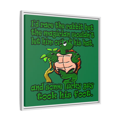 turtle race - framed canvas art (dark green)