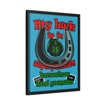my luck - framed canvas art (turquoise)