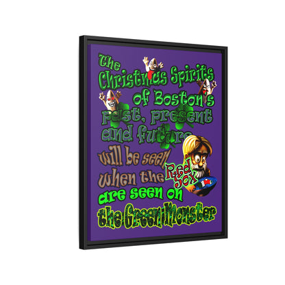 christmas spirits of boston - framed canvas art (purple)
